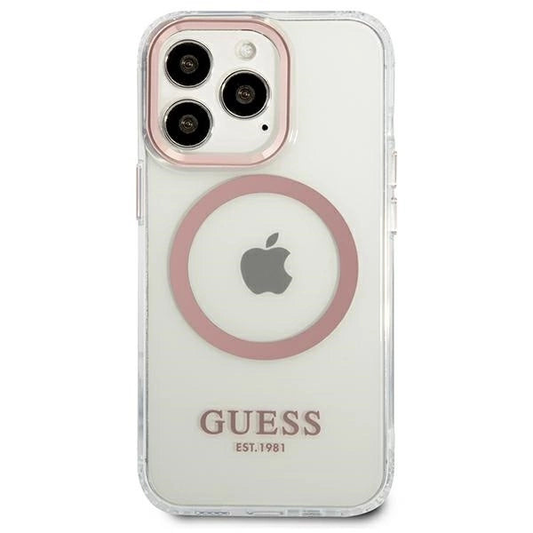 Etui Guess Metal Outline MagSafe na iPhone 13 Pro / iPhone 13 - różowe_2
