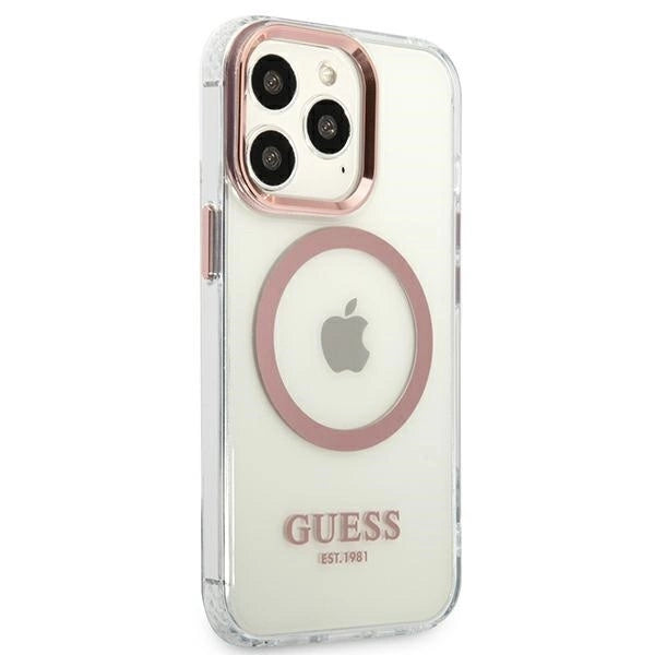 Etui Guess Metal Outline MagSafe na iPhone 13 Pro / iPhone 13 - różowe_3