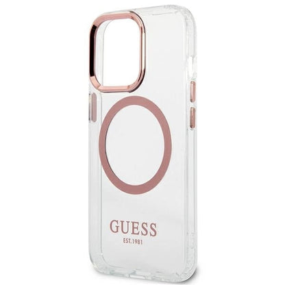 Etui Guess Metal Outline MagSafe na iPhone 13 Pro / iPhone 13 - różowe_5