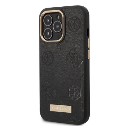 Guess GUHMP13LSAPSTK iPhone 13 Pro / 13 6.1" black/black hardcase Peony Logo Plate MagSafe_1