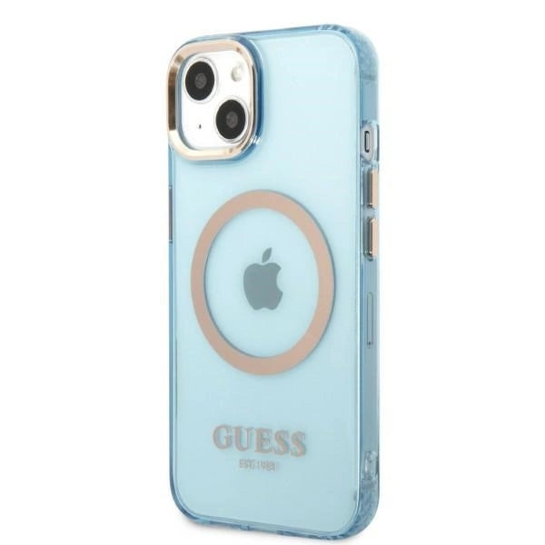 Guess Gold Outline Translucent MagSafe case for iPhone 13 - blue_1