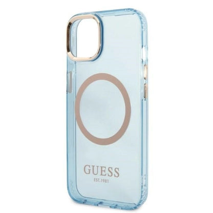 Guess Gold Outline Translucent MagSafe case for iPhone 13 - blue_5