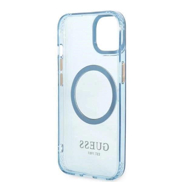 Guess Gold Outline Translucent MagSafe case for iPhone 13 - blue_6
