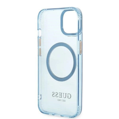 Guess Gold Outline Translucent MagSafe case for iPhone 13 - blue_6