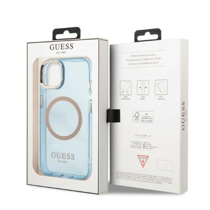 Guess Gold Outline Translucent MagSafe case for iPhone 13 - blue_7
