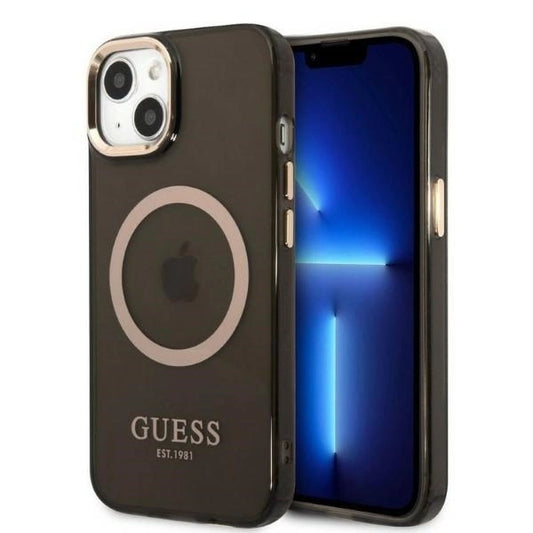 Guess Gold Outline Translucent MagSafe case for iPhone 13 - black_0