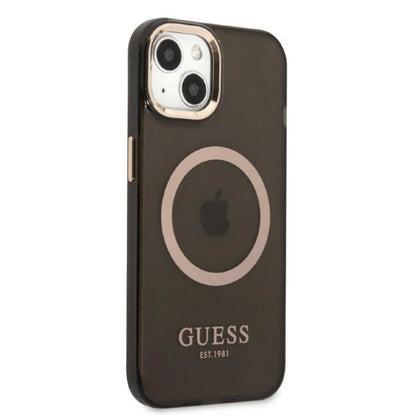 Guess Gold Outline Translucent MagSafe case for iPhone 13 - black_3
