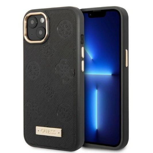 Guess GUHMP13MSAPSTK iPhone 13 6.1" black/black hardcase Peony Logo Plate MagSafe_0