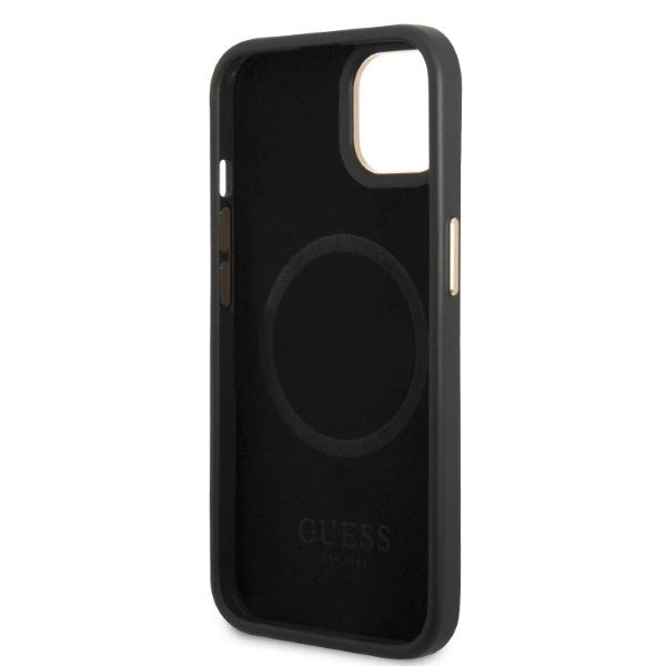 Guess GUHMP13MSAPSTK iPhone 13 6.1" black/black hardcase Peony Logo Plate MagSafe_6