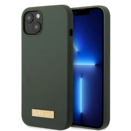 Guess GUHMP13MSBPLA iPhone 13 6.1" green/khaki hard case Silicone Logo Plate MagSafe_0
