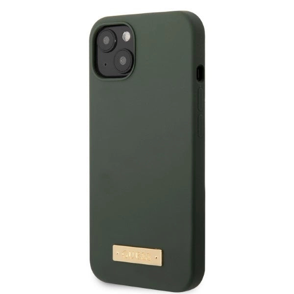 Guess GUHMP13MSBPLA iPhone 13 6.1" green/khaki hard case Silicone Logo Plate MagSafe_1