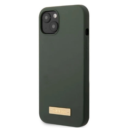 Guess GUHMP13MSBPLA iPhone 13 6.1" green/khaki hard case Silicone Logo Plate MagSafe_1
