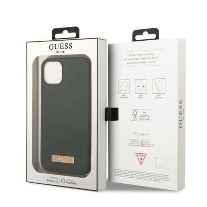 Guess GUHMP13MSBPLA iPhone 13 6.1" green/khaki hard case Silicone Logo Plate MagSafe_7