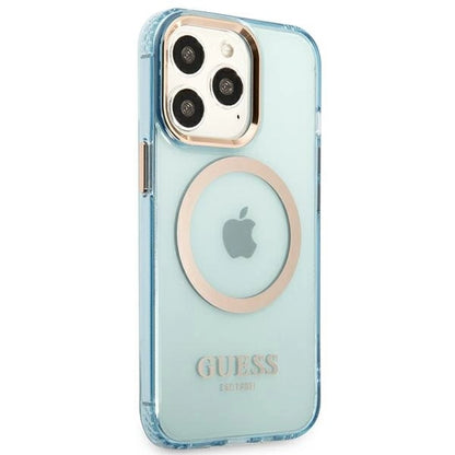 Guess GUHMP13XHTCMB iPhone 13 Pro Max 6.7&quot; blue/blue hard case Gold Outline Translucent MagSafe_3