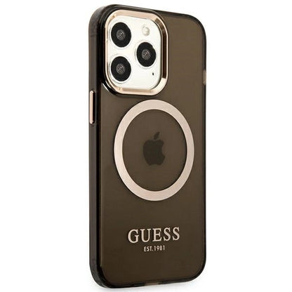 Guess Gold Outline Translucent MagSafe case for iPhone 13 Pro Max - black_3