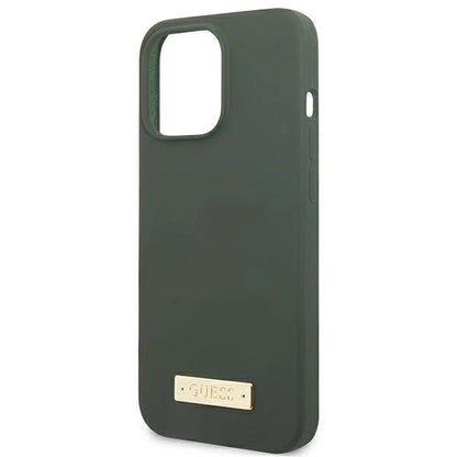 Guess GUHMP13XSPLA iPhone 13 Pro Max 6.7" green/khaki hard case Silicone Logo Plate MagSafe_5