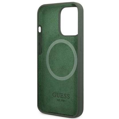 Guess GUHMP13XSPLA iPhone 13 Pro Max 6.7" green/khaki hard case Silicone Logo Plate MagSafe_6