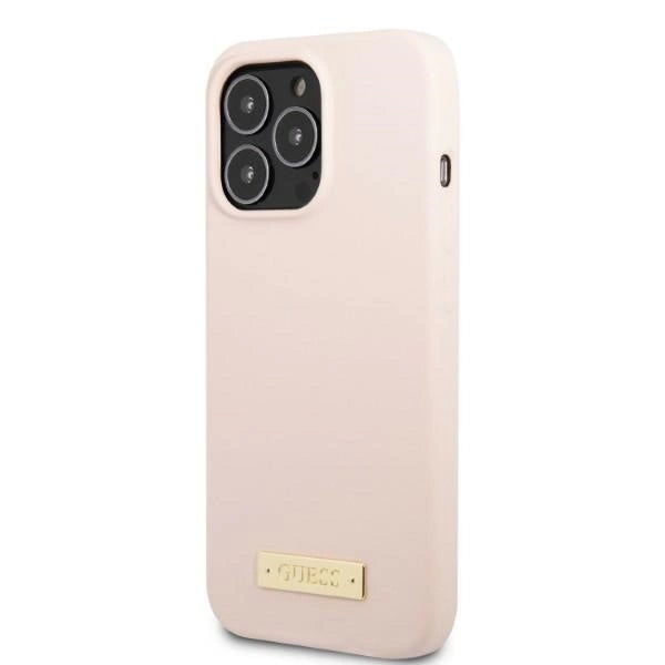Guess GUHMP13XSPLP iPhone 13 Pro Max 6.7" pink/pink hard case Silicone Logo Plate MagSafe_1