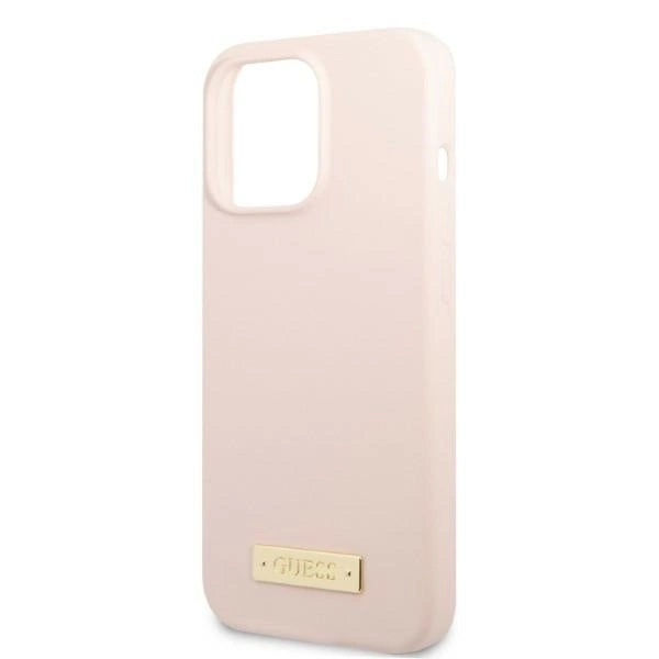 Guess GUHMP13XSPLP iPhone 13 Pro Max 6.7" pink/pink hard case Silicone Logo Plate MagSafe_5