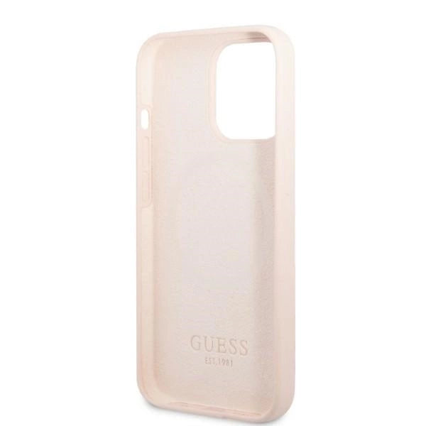 Guess GUHMP13XSPLP iPhone 13 Pro Max 6.7" pink/pink hard case Silicone Logo Plate MagSafe_6