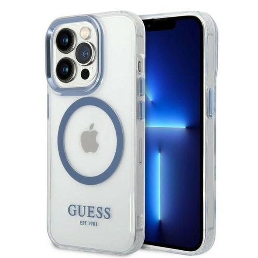 Guess Metal Outline MagSafe case for iPhone 14 Pro - blue_0