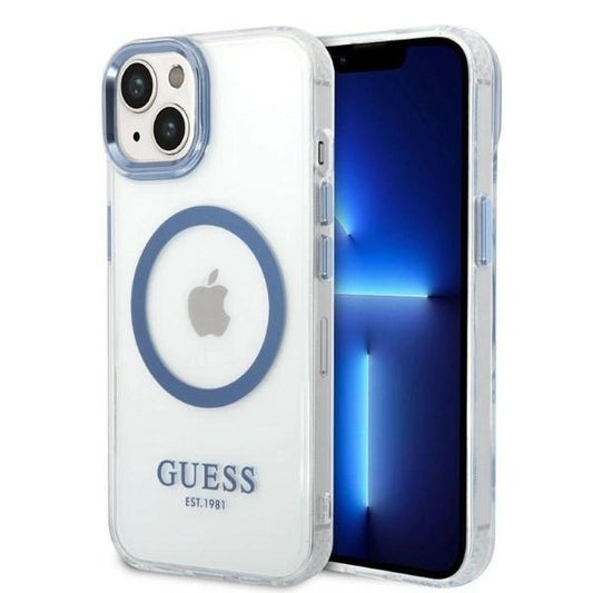 Guess Metal Outline MagSafe case for iPhone 14 Plus - blue_0