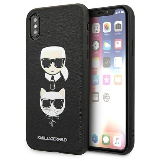 Karl Lagerfeld Saffiano Karl&amp;Choupette Head case for iPhone XS Max - black_0
