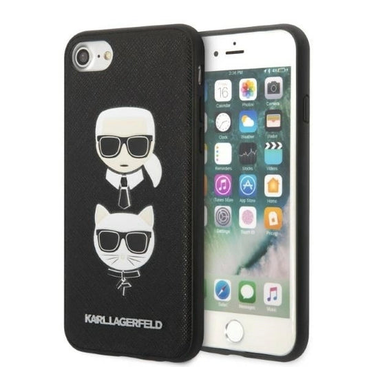 Karl Lagerfeld KLHCI8SAKICKCBK iPhone 7/8 / SE 2020 / SE 2022 black/black hardcase Saffiano Karl&amp;Choupette Head_0