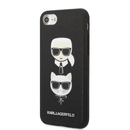 Karl Lagerfeld KLHCI8SAKICKCBK iPhone 7/8 / SE 2020 / SE 2022 black/black hardcase Saffiano Karl&amp;Choupette Head_1