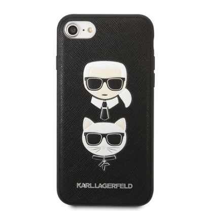Karl Lagerfeld KLHCI8SAKICKCBK iPhone 7/8 / SE 2020 / SE 2022 black/black hardcase Saffiano Karl&amp;Choupette Head_2