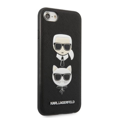 Karl Lagerfeld KLHCI8SAKICKCBK iPhone 7/8 / SE 2020 / SE 2022 black/black hardcase Saffiano Karl&amp;Choupette Head_3
