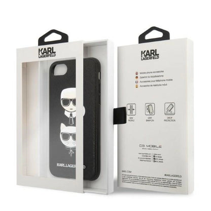 Karl Lagerfeld KLHCI8SAKICKCBK iPhone 7/8 / SE 2020 / SE 2022 black/black hardcase Saffiano Karl&amp;Choupette Head_7