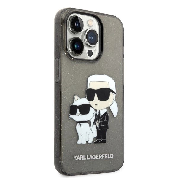 Karl Lagerfeld Glitter Karl&amp;Choupette case for iPhone 14 Pro - black_3