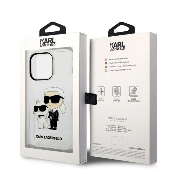 Karl Lagerfeld Glitter Karl&amp;Choupette case for iPhone 14 Pro - transparent_7