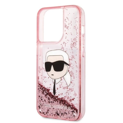 Karl Lagerfeld Glitter Karl&#39;s Head case for iPhone 14 Pro - pink_5