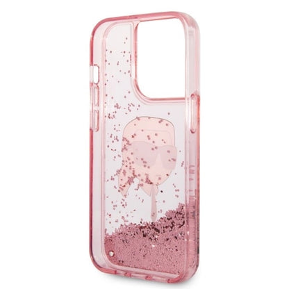Karl Lagerfeld Glitter Karl&#39;s Head case for iPhone 14 Pro - pink_6