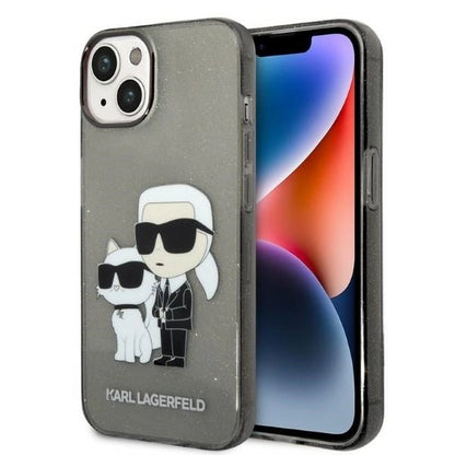 Karl Lagerfeld Glitter Karl&amp;Choupette case for iPhone 14 Plus - black_0