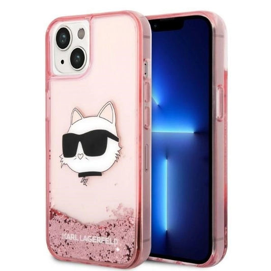 Karl Lagerfeld Glitter Choupette Head case for iPhone 14 Plus - pink_0