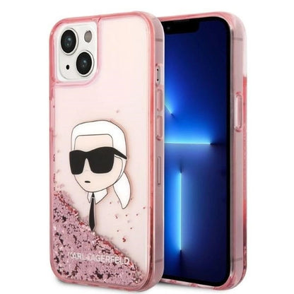 Karl Lagerfeld Glitter Karl's Head case for iPhone 14 Plus - pink_0