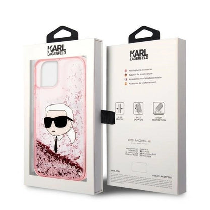 Karl Lagerfeld Glitter Karl's Head case for iPhone 14 Plus - pink_7