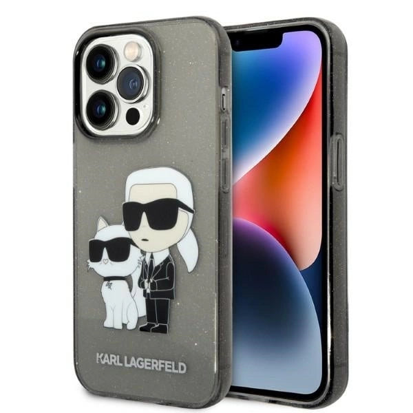 Karl Lagerfeld Glitter Karl&amp;Choupette case for iPhone 14 Pro Max - black_0