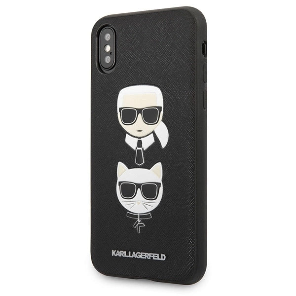 Karl Lagerfeld Saffiano Karl&amp;Choupette Head case for iPhone X/XS - black_1