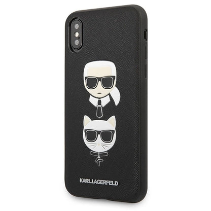 Karl Lagerfeld Saffiano Karl&amp;Choupette Head case for iPhone X/XS - black_1