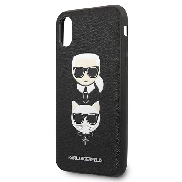 Karl Lagerfeld Saffiano Karl&amp;Choupette Head case for iPhone X/XS - black_2