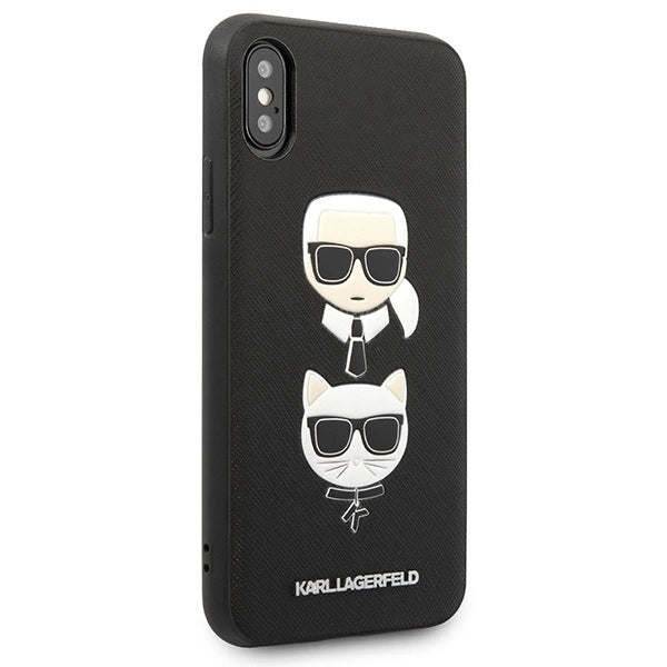 Karl Lagerfeld Saffiano Karl&amp;Choupette Head case for iPhone X/XS - black_4