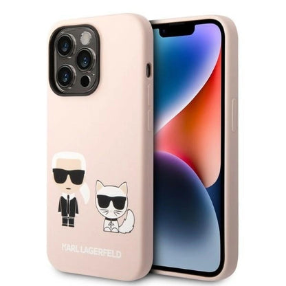 Karl Lagerfeld KLHMP14XSSKCI iPhone 14 Pro Max 6.7" hardcase light pink/light pink Silicone Karl &amp; Choupette Magsafe_0