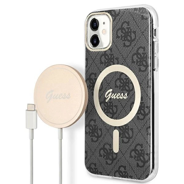 Set Guess GUBPN61H4EACSK Case+Charger iPhone 11 6.1" black/black hard case 4G Print MagSafe_0