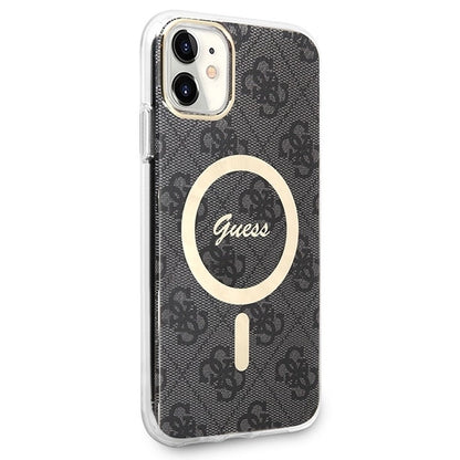 Set Guess GUBPN61H4EACSK Case+Charger iPhone 11 6.1" black/black hard case 4G Print MagSafe_3