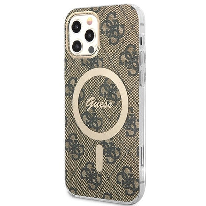 Set Guess GUBPP12MH4EACSW Case+ Charger iPhone 12/12 Pro brown/brown hard case 4G Print MagSafe_1