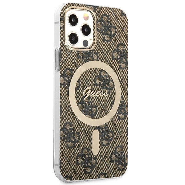 Set Guess GUBPP12MH4EACSW Case+ Charger iPhone 12/12 Pro brown/brown hard case 4G Print MagSafe_3